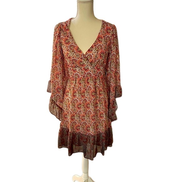 Betsey Johnson Dresses & Skirts - Betsey Johnson Paisley V-Neck Bell Sleeve Dress